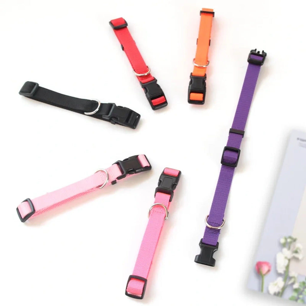 Adjustable Nylon Pet Collar with Quick-Release Buckle for Dogs and Cats