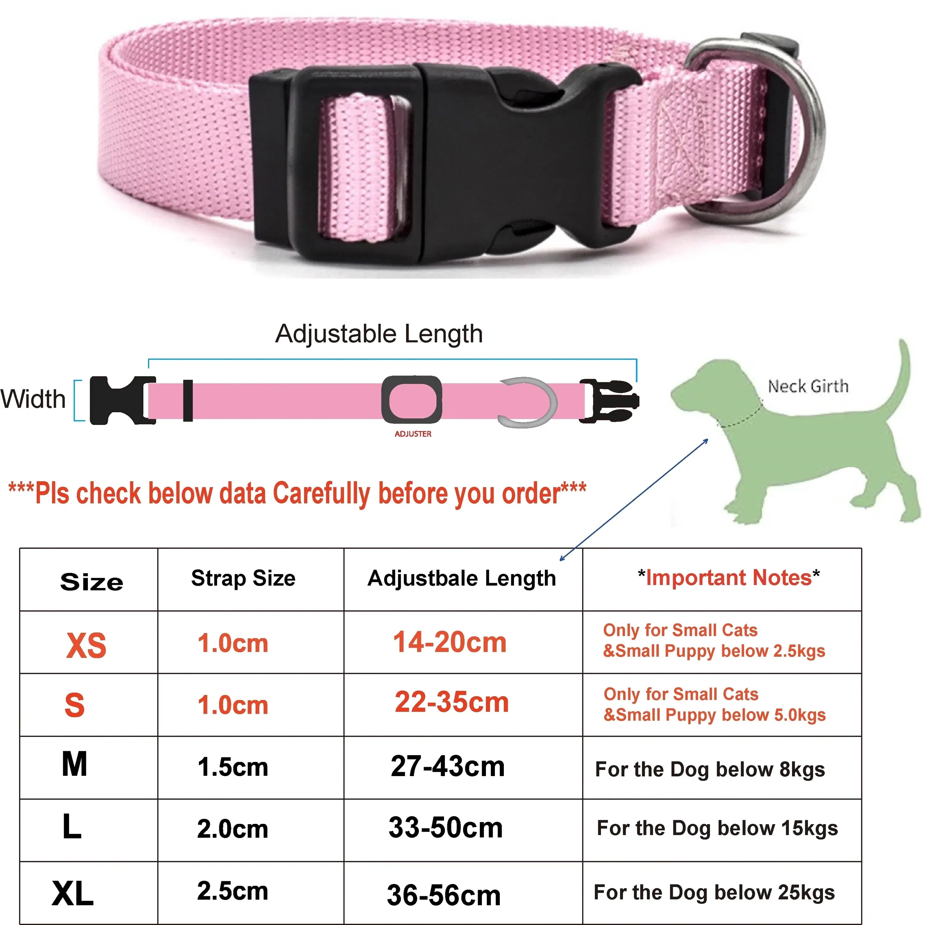 Adjustable Nylon Pet Collar with Quick-Release Buckle for Dogs and Cats