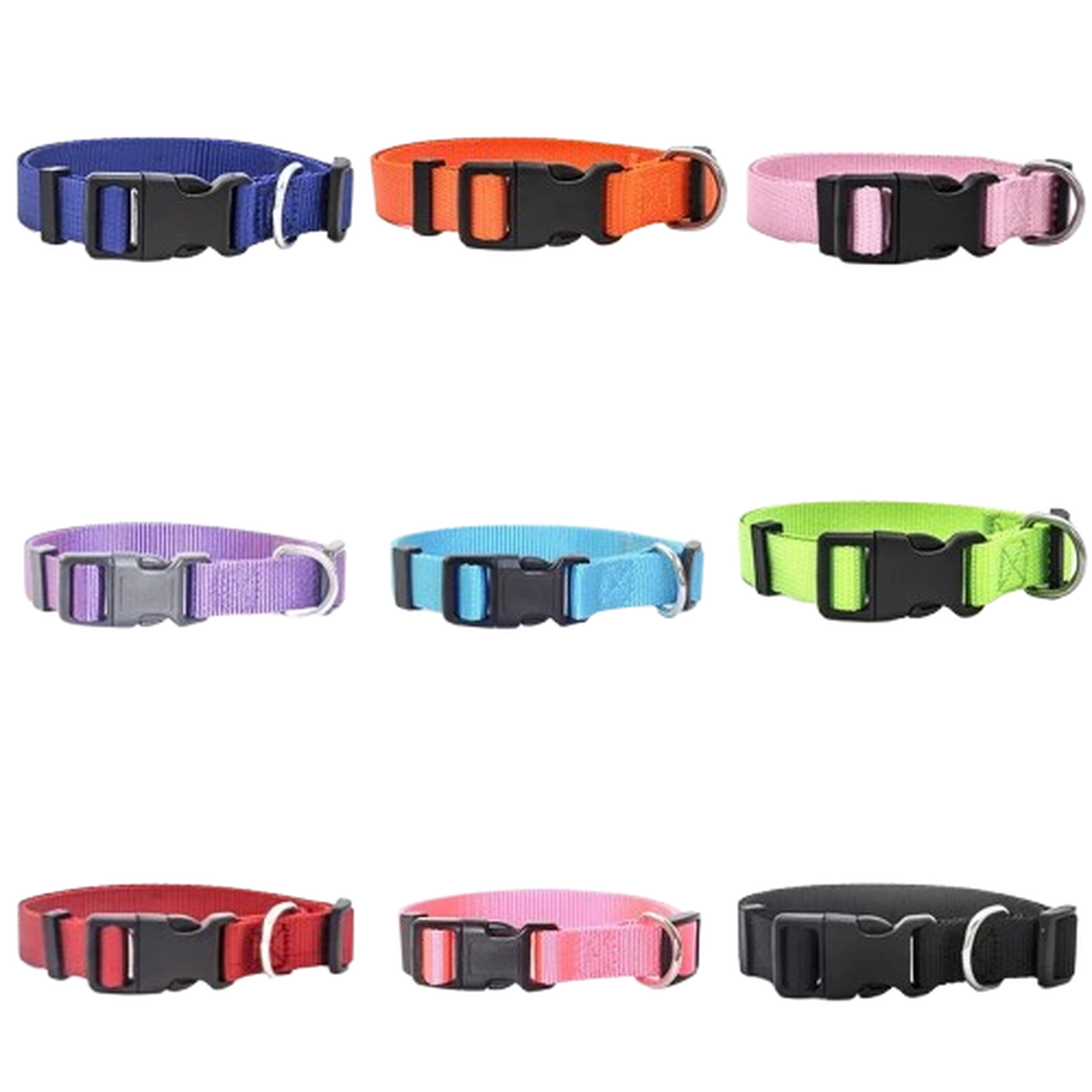 Adjustable Nylon Pet Collar with Quick-Release Buckle for Dogs and Cats