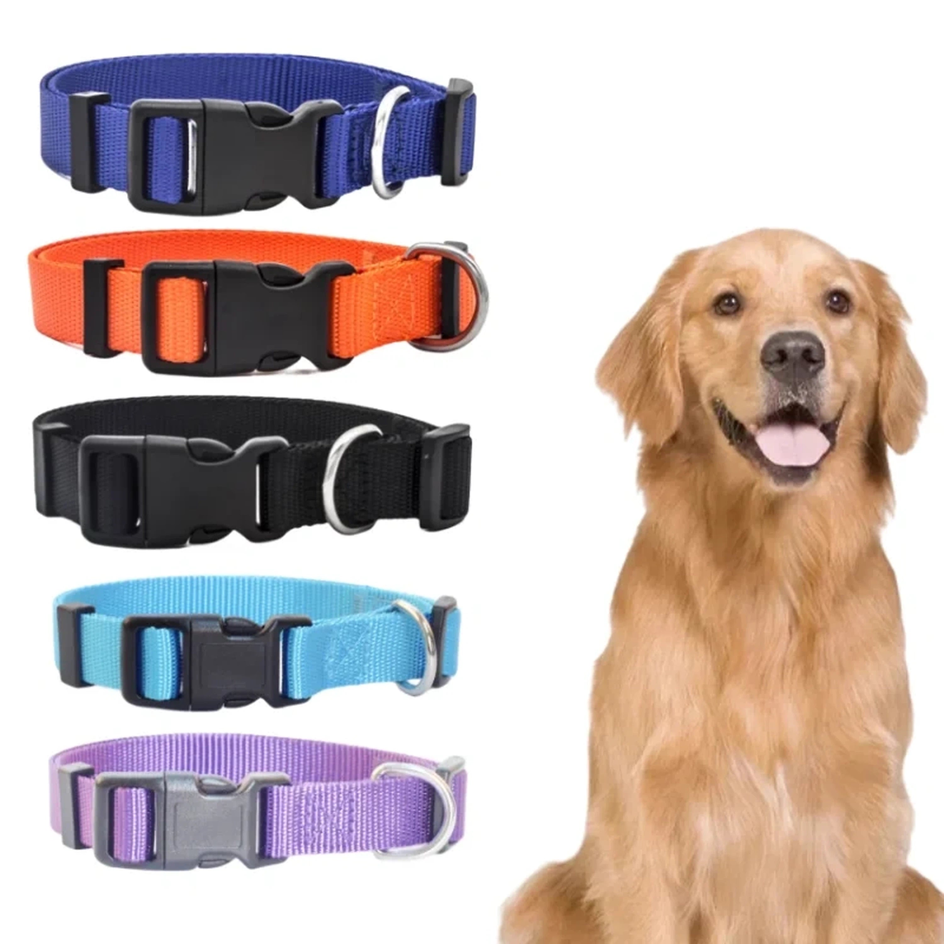 Adjustable Nylon Pet Collar with Quick-Release Buckle for Dogs and Cats