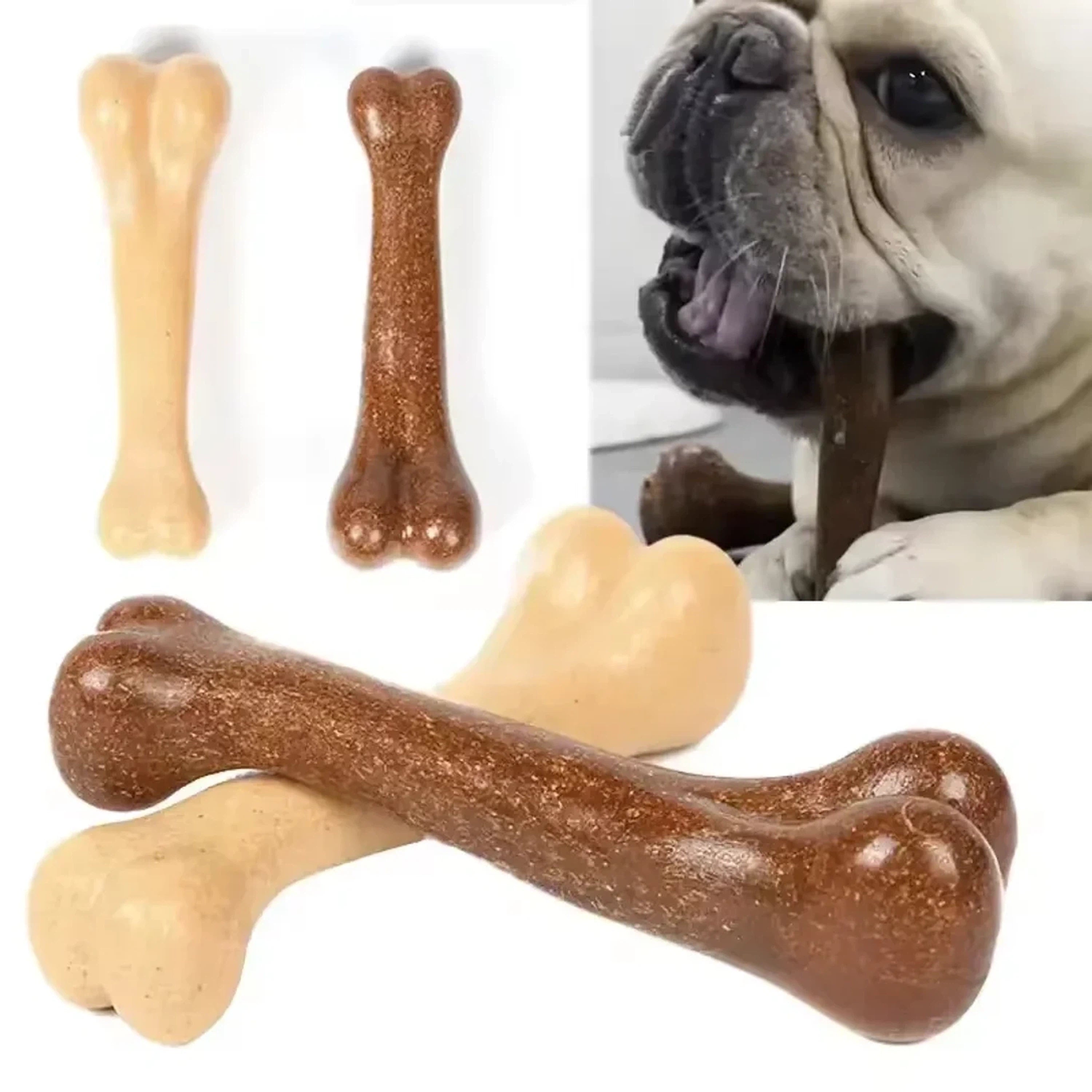 Bone-Shaped Dog Chew Toy for Supervised Play