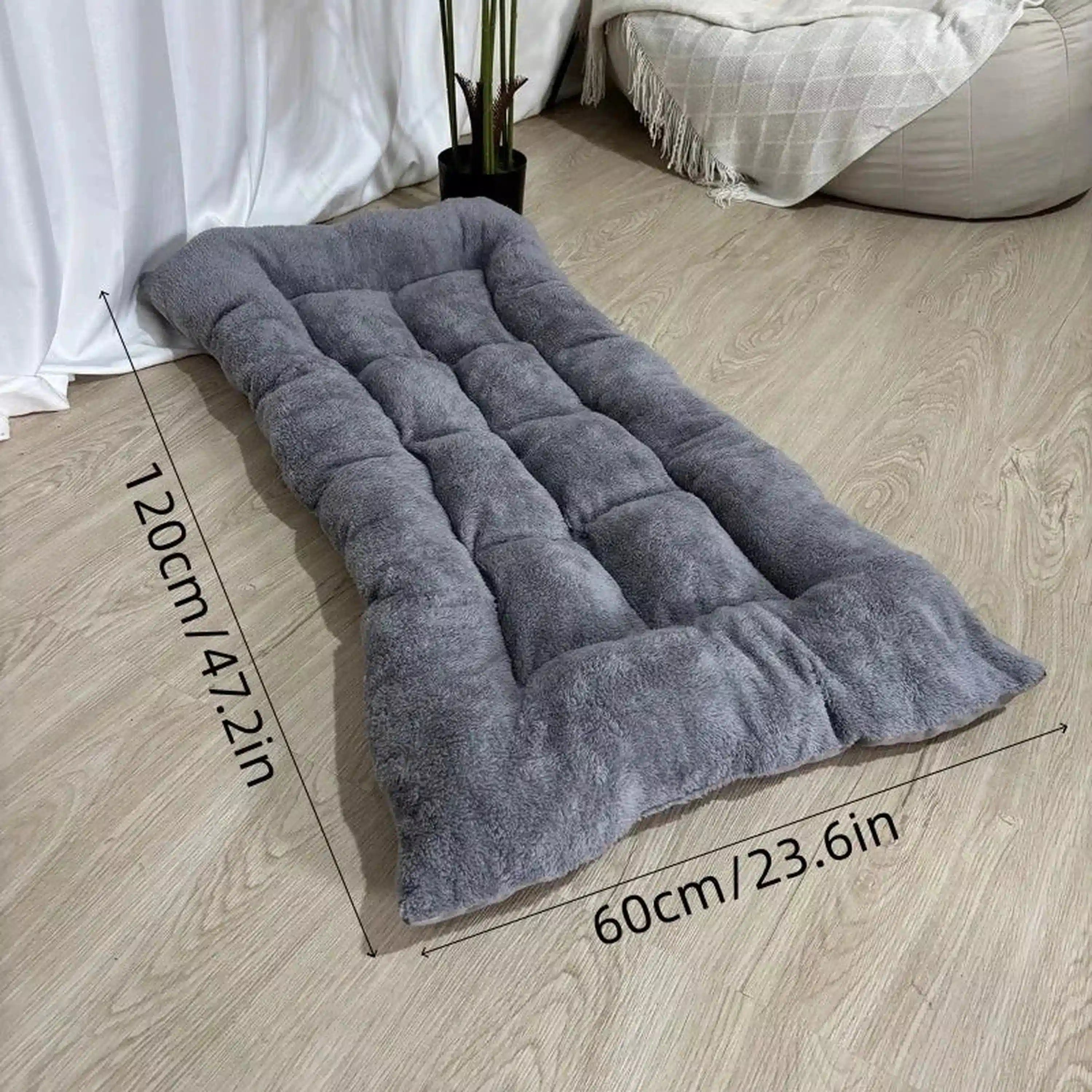 Gray Plush-Style Dog Bed Mat