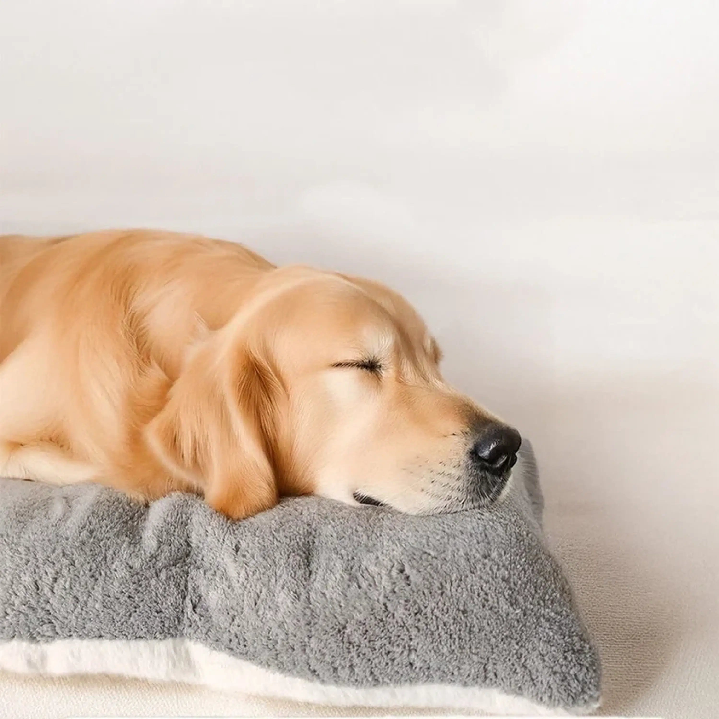 Gray Plush-Style Dog Bed Mat
