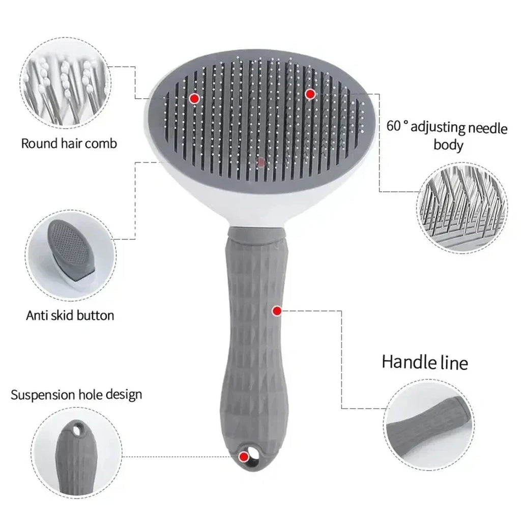 Pet Grooming Brush with Push-Button Hair Release for Dogs and Cats