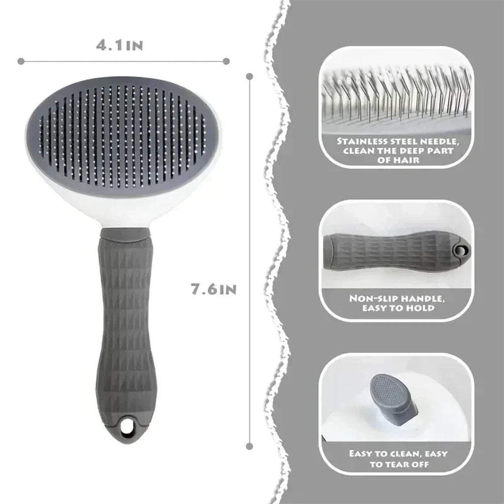 Pet Grooming Brush with Push-Button Hair Release for Dogs and Cats