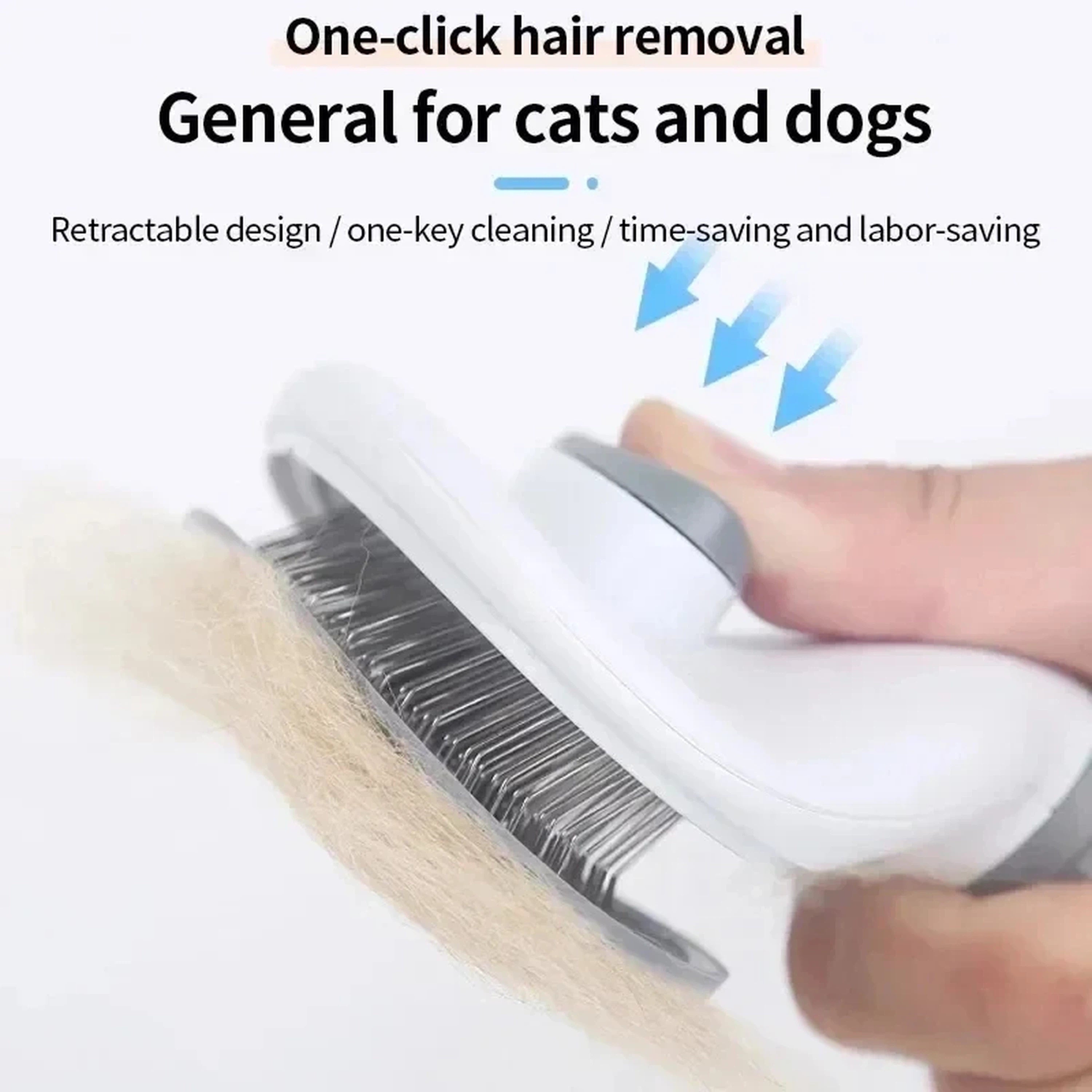 Pet Grooming Brush with Push-Button Hair Release for Dogs and Cats