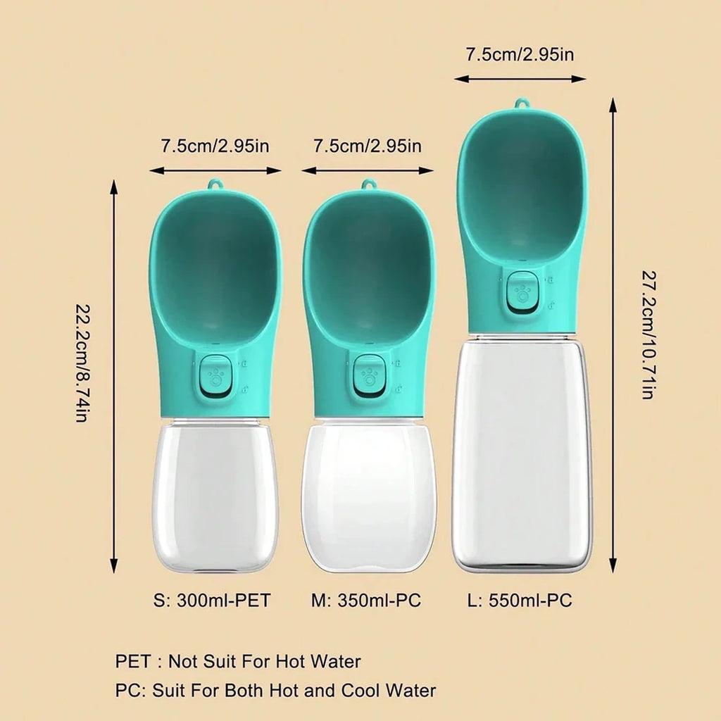 Portable Dog Water Bottle with Built-In Drinking Bowl