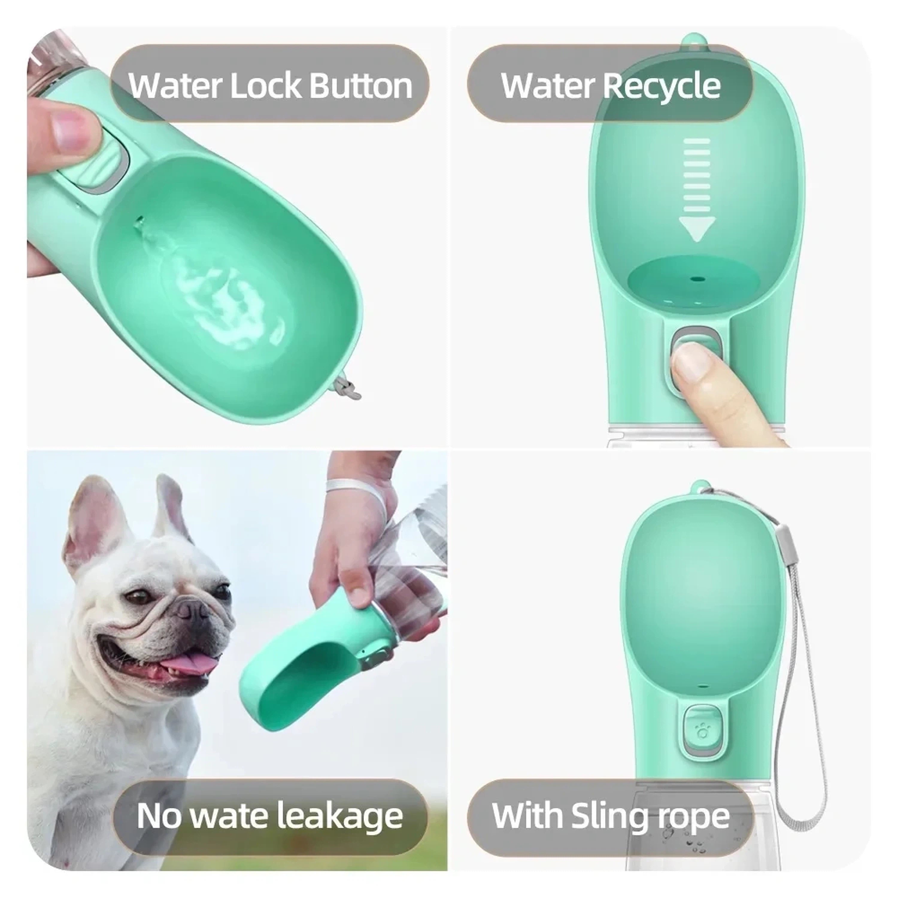 Portable Dog Water Bottle with Built-In Drinking Bowl