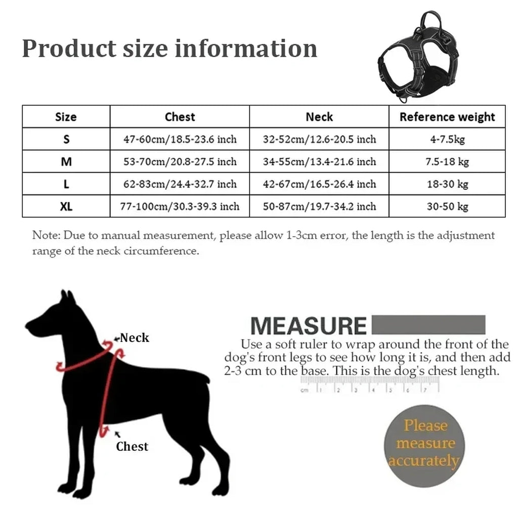 Reflective Adjustable Dog Harness with Quick-Release Buckles